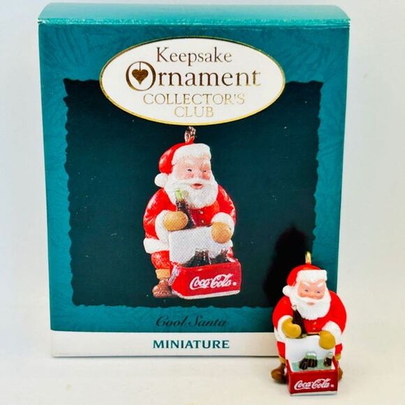 VTG 1993 Hallmark Keepsake Ornament Collector's Club Miniature COOL SANTA Coke - Picture 1 of 9